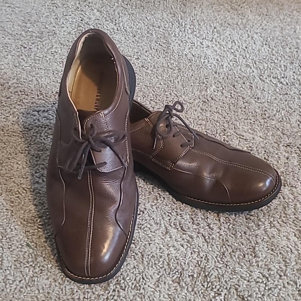 GUC Johnston & Murphy Sheepskin Oxford Brown Dress Shoes Men's Sz 10.5M